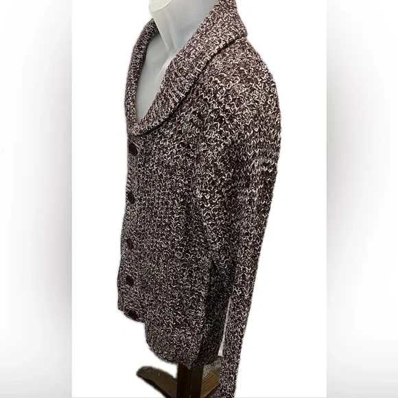 True Rock NWT Large Knit Cardigan Sweater Dark Red Burgundy White Button Down - Picture 5 of 7